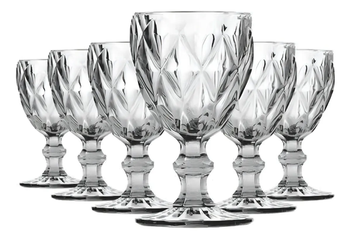 Jogo De Taças Bela Flor Vidro Diamond 330ml C/6 Incolor Lava-louças
