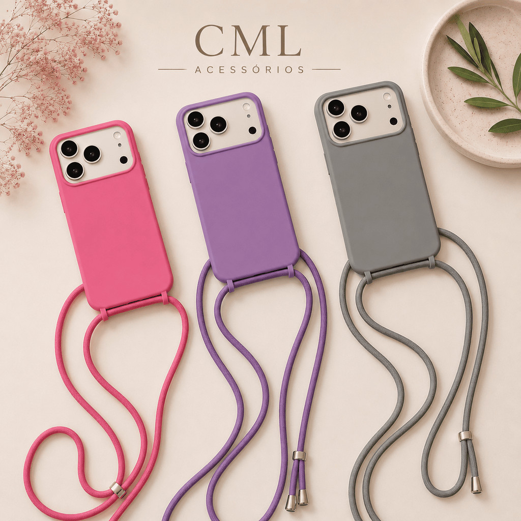 Capinha com Cordão para Celular  Ip 16/18 Capa Crossbody Alça Ajustável Anti Queda